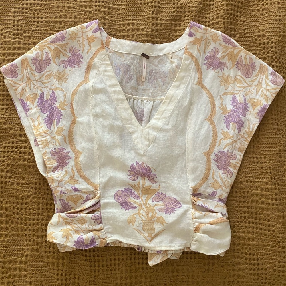 Free People Floral Cropped Blouse